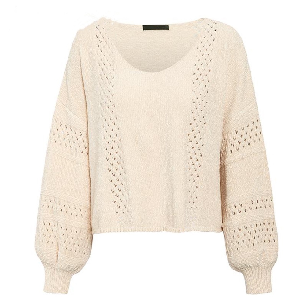 Hollow Out Beige Oversized Sweater - Picture 6 of 16